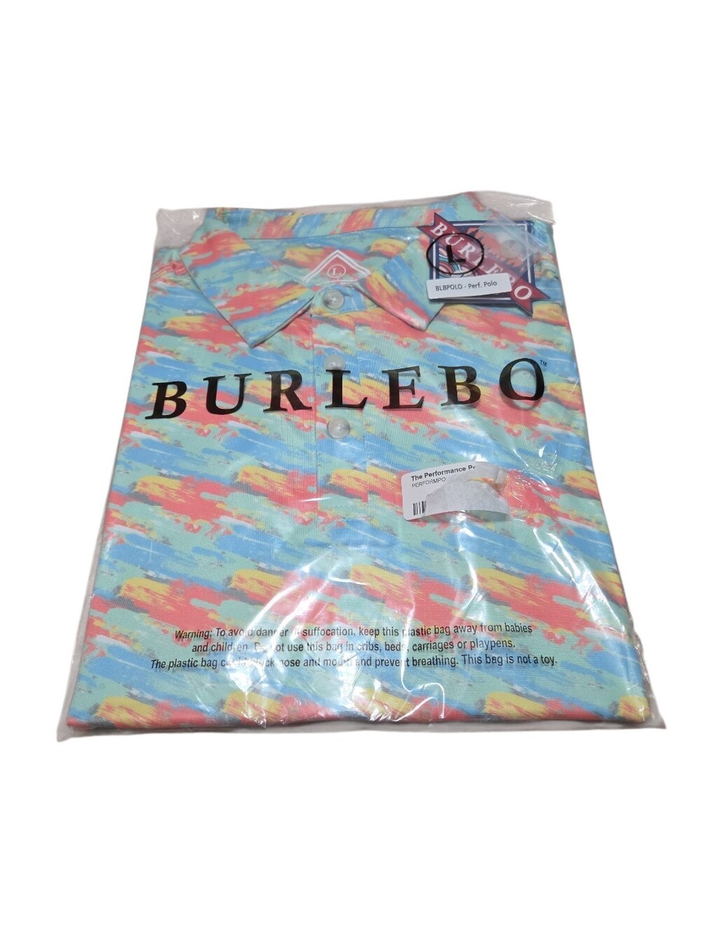 Burlebo New Mens The Performance Polo Size Large Paint Brush Print Golf Outdoor